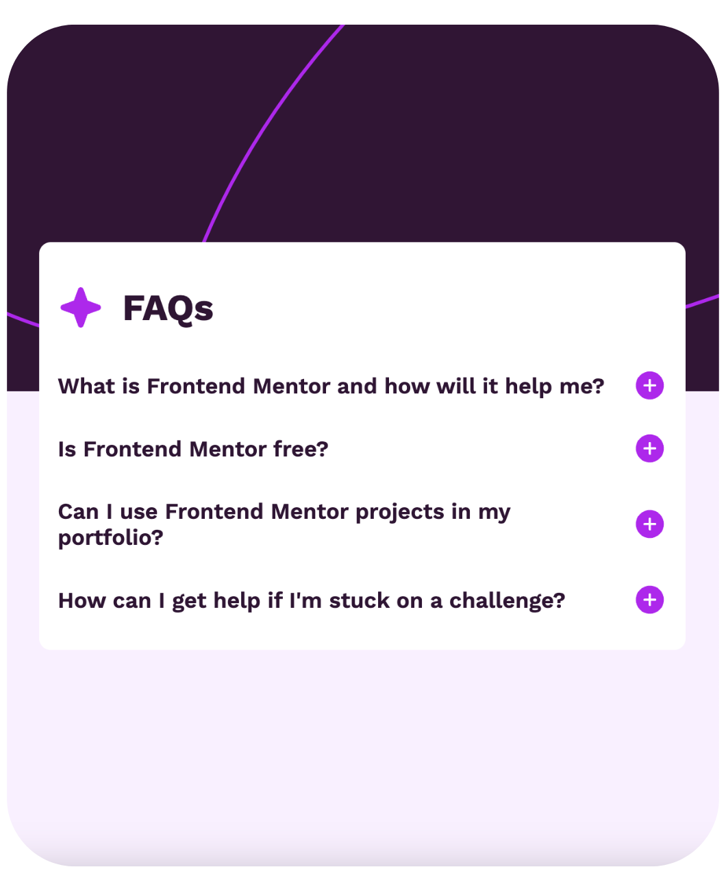 screenshot of faq accordion page
