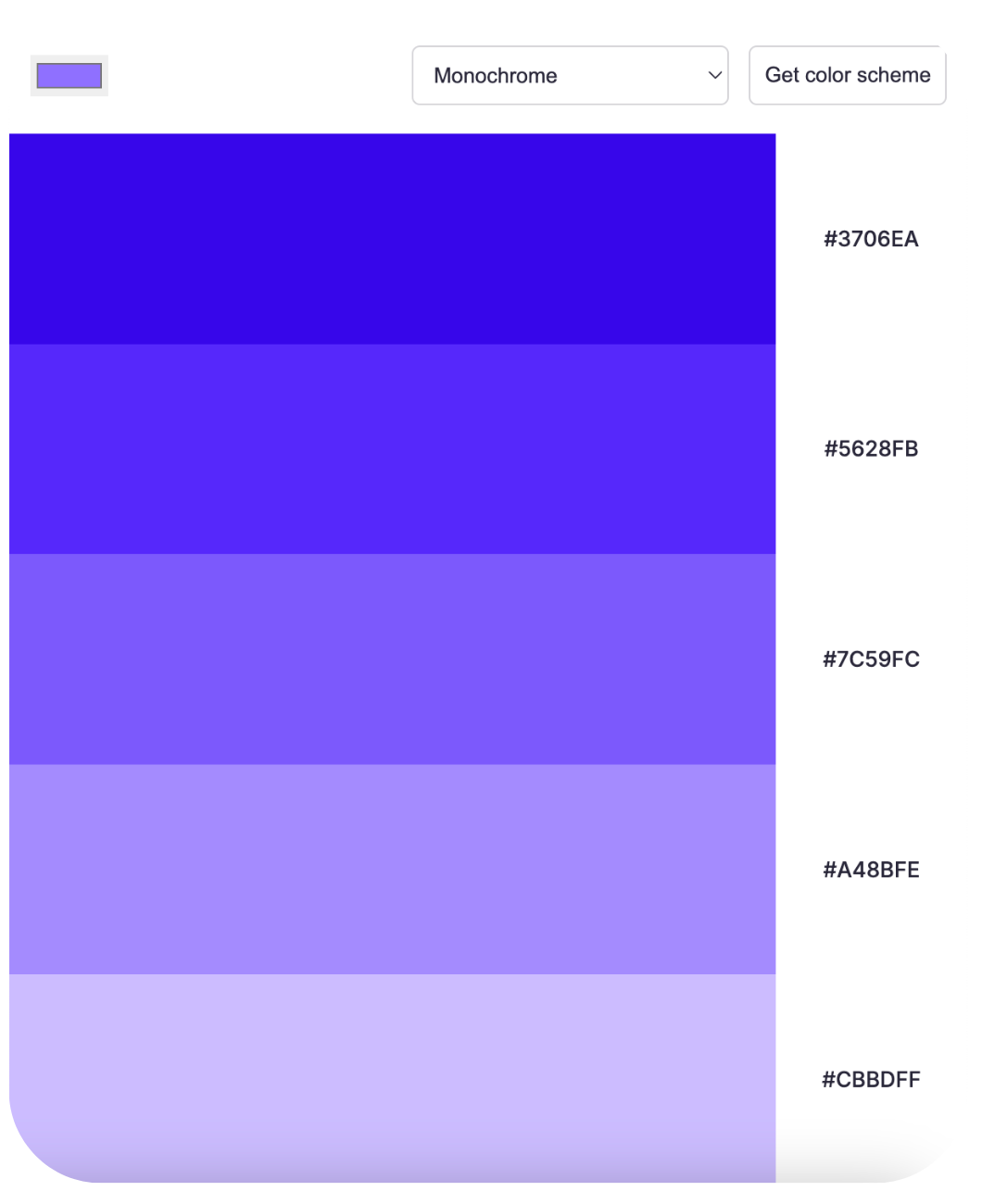 screenshot of color scheme generator